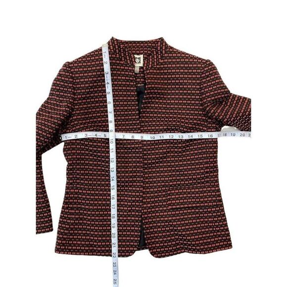 Anne Klein Menswear Blazer Women's 2 XS Black Red Open-Front Mandarin Collar NWT - Picture 6 of 16